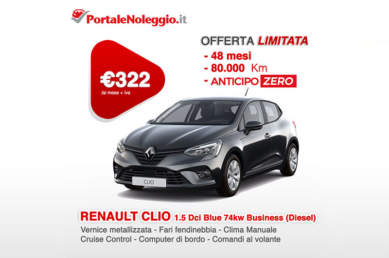 Renault Clio noleggio lungo termine offerta anticipo zero
